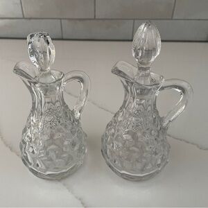 Fostoria American Crystal Vinegar Oil Cruet Set of 2